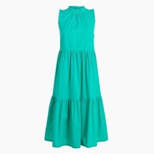 J. Crew Factory tiered midi dress green